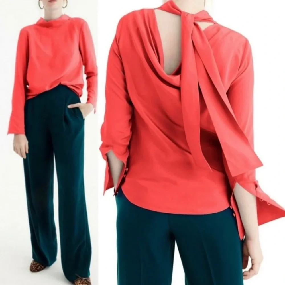 J.Crew Reversible-Bow Silk Top